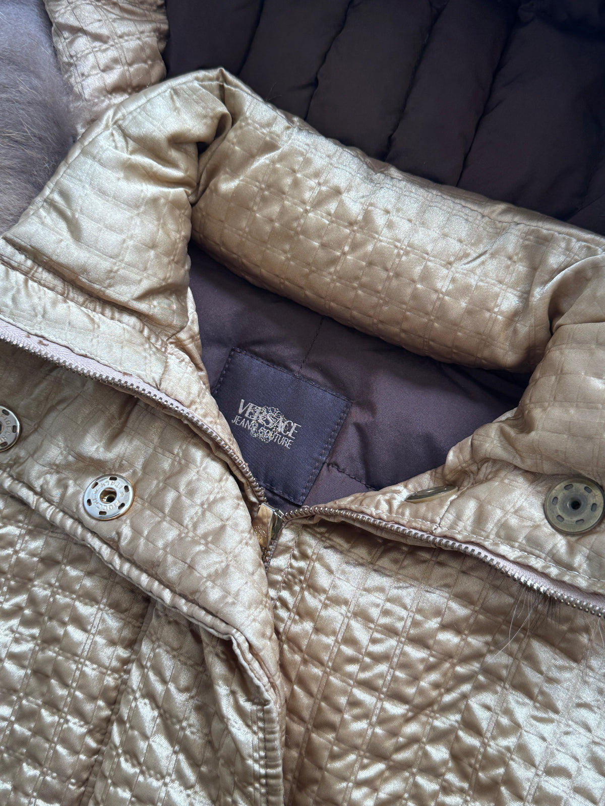 Versace Gold Quilted Parka Jacket