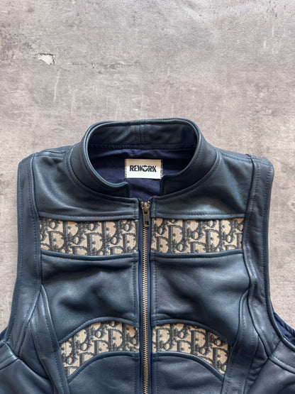 VT Rework: Dior Dark Petrol Blue Monogram Leather Vest