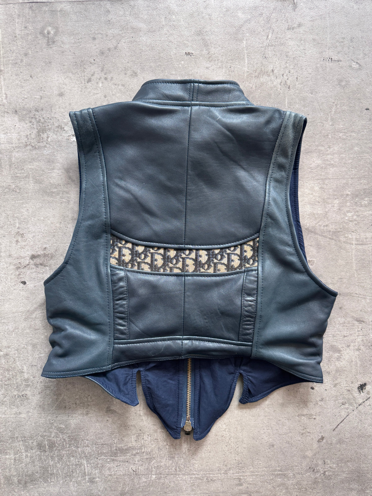 VT Rework: Dior Dark Petrol Blue Monogram Leather Vest