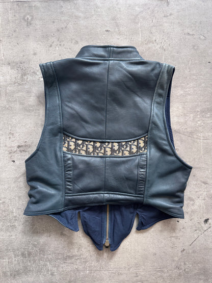 VT Rework: Dior Dark Petrol Blue Monogram Leather Vest