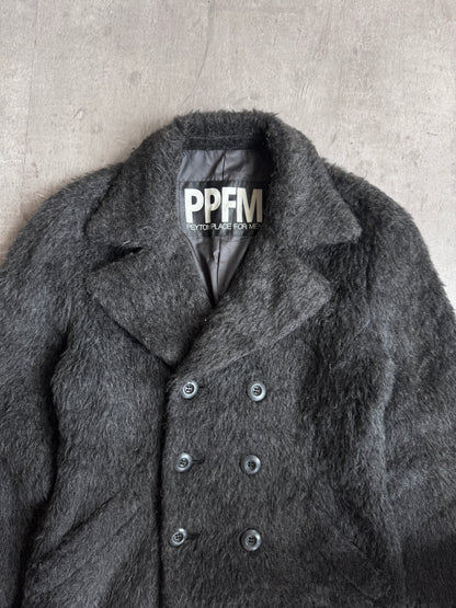 PPFM Faux Fur Double Breasted Trench Coat
