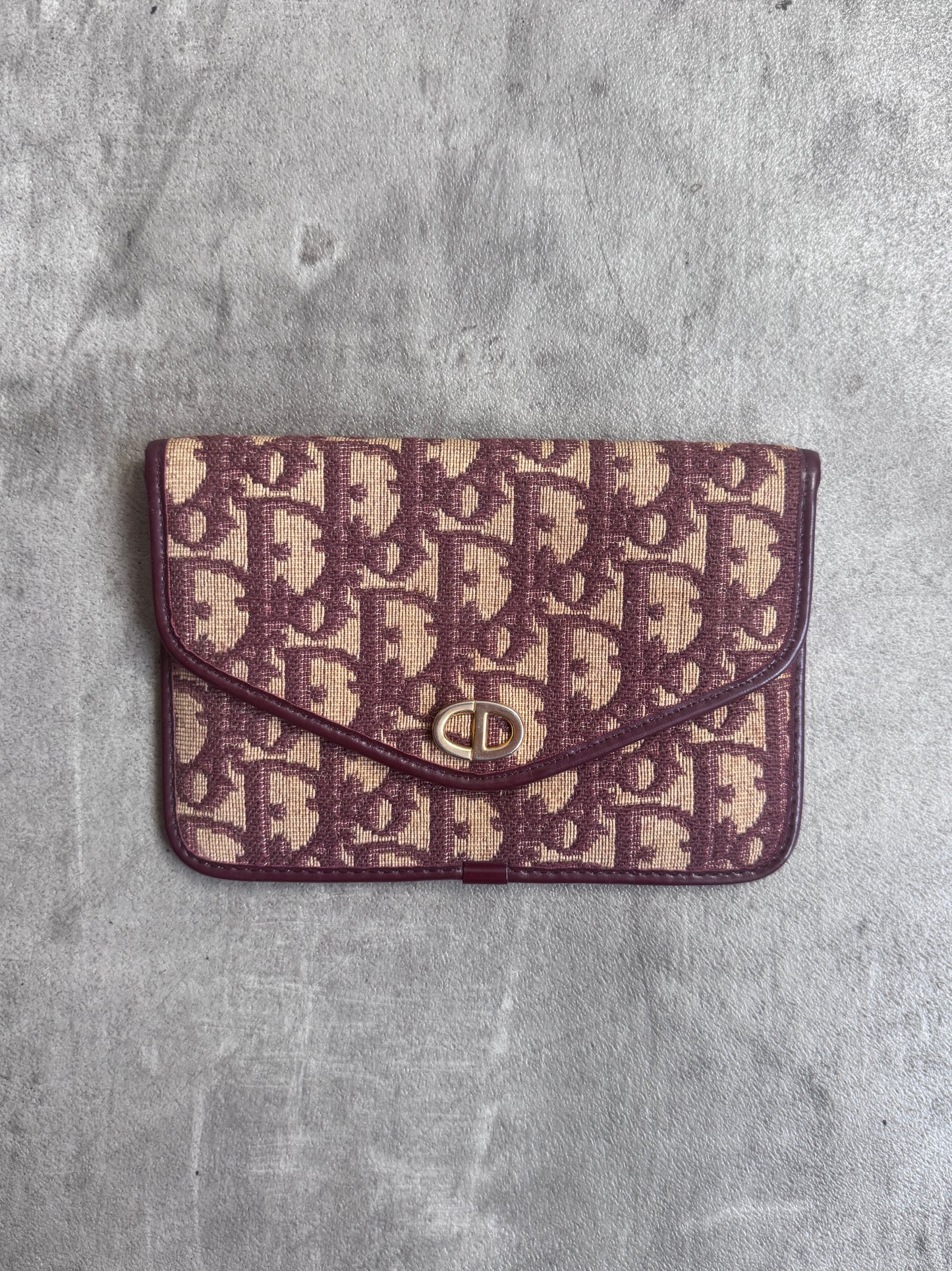 90s Christian Dior Monogram Trotter Burgundy Canvas Purse