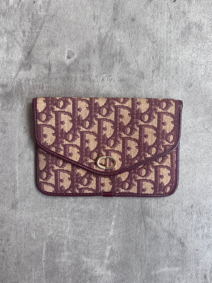 90s Christian Dior Monogram Trotter Burgundy Canvas Purse