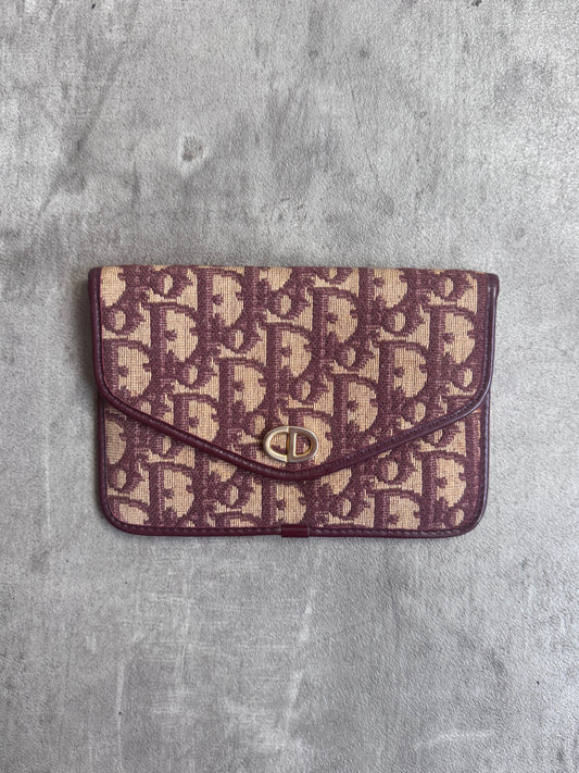 90s Christian Dior Monogram Trotter Burgundy Canvas Purse