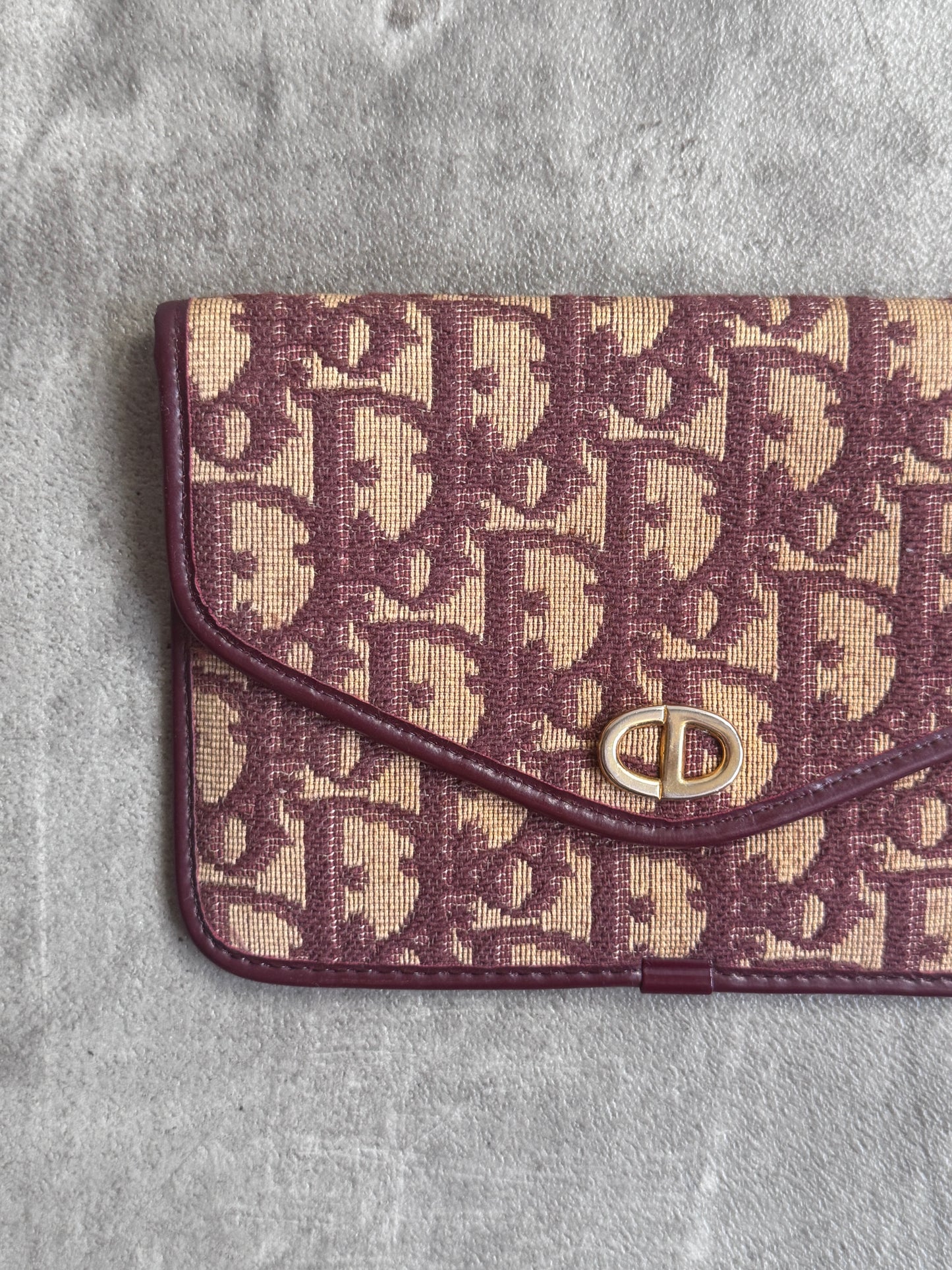 90s Christian Dior Monogram Trotter Burgundy Canvas Purse