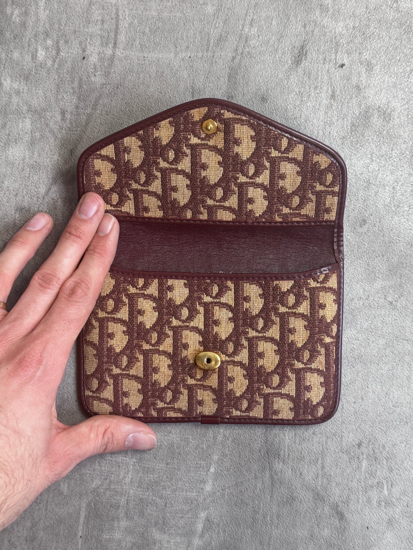 90s Christian Dior Monogram Trotter Burgundy Canvas Purse