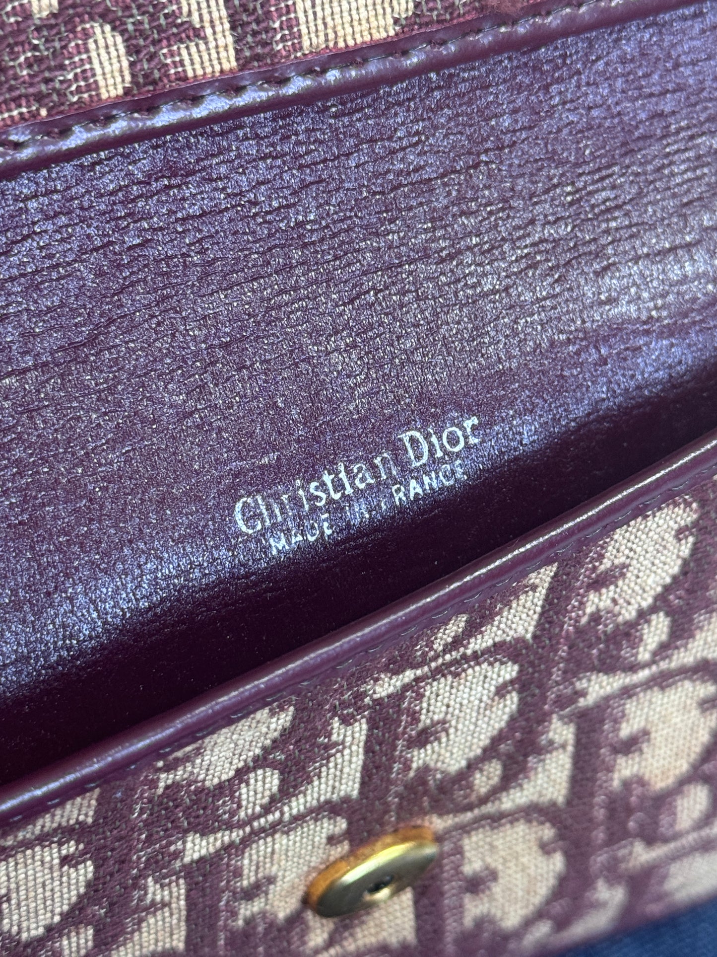 90s Christian Dior Monogram Trotter Burgundy Canvas Purse