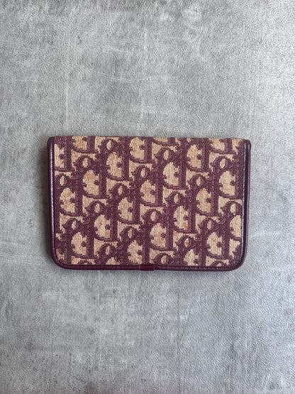 90s Christian Dior Monogram Trotter Burgundy Canvas Purse