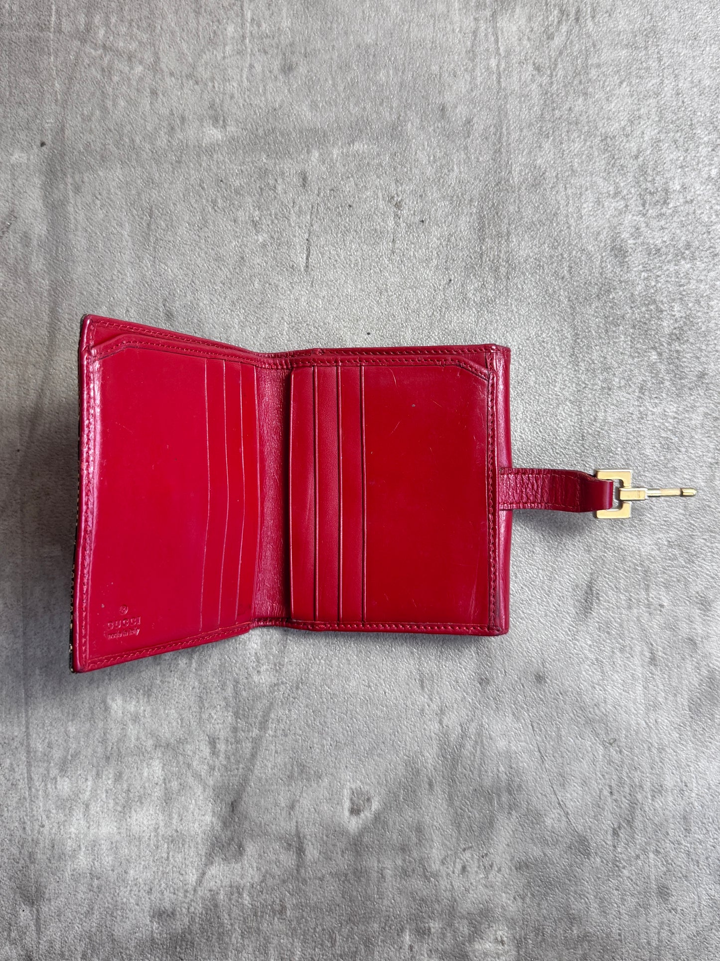 Gucci GG Supreme Red Leather Purse