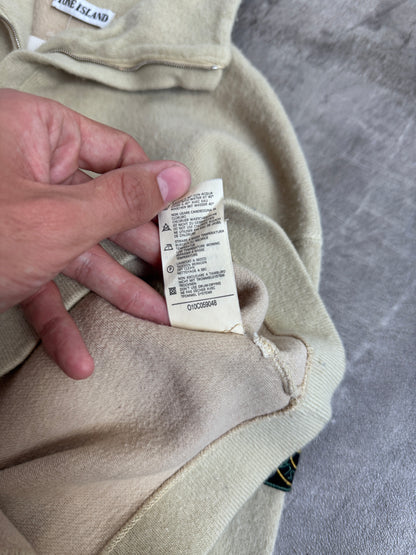 1990s Stone Island Beige Soft Wool Quarter Zip Sweater