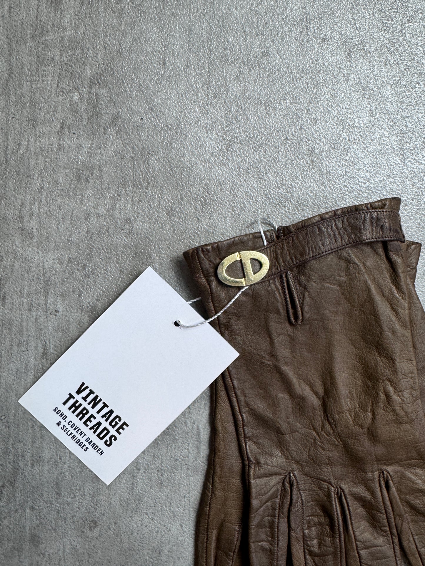 Christian Dior Brown Lambskin Leather Gloves