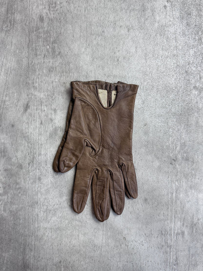 Christian Dior Brown Lambskin Leather Gloves
