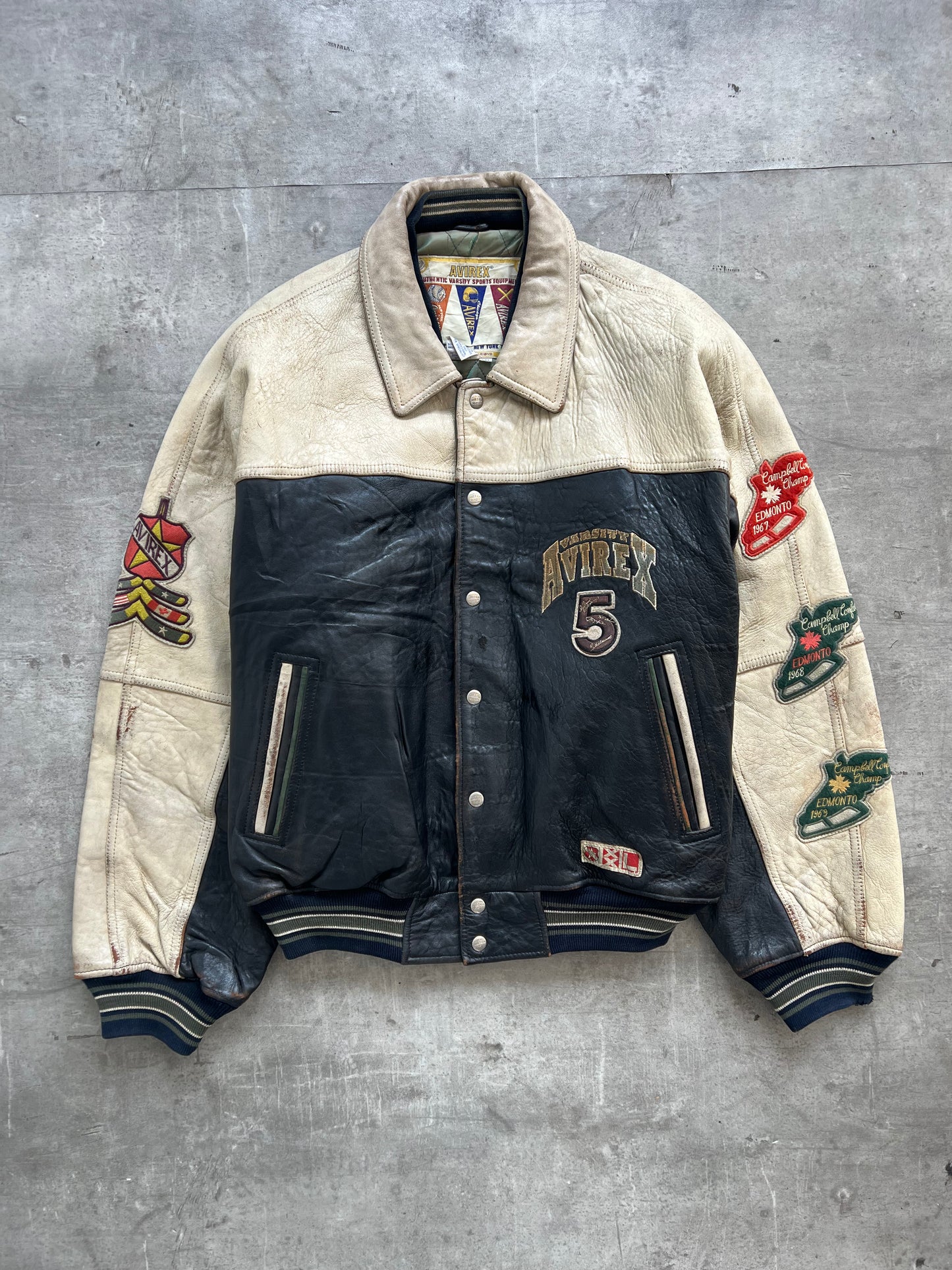 1990's Avirex Varsity Northwest Wild Bears Leather Bomber Jacket