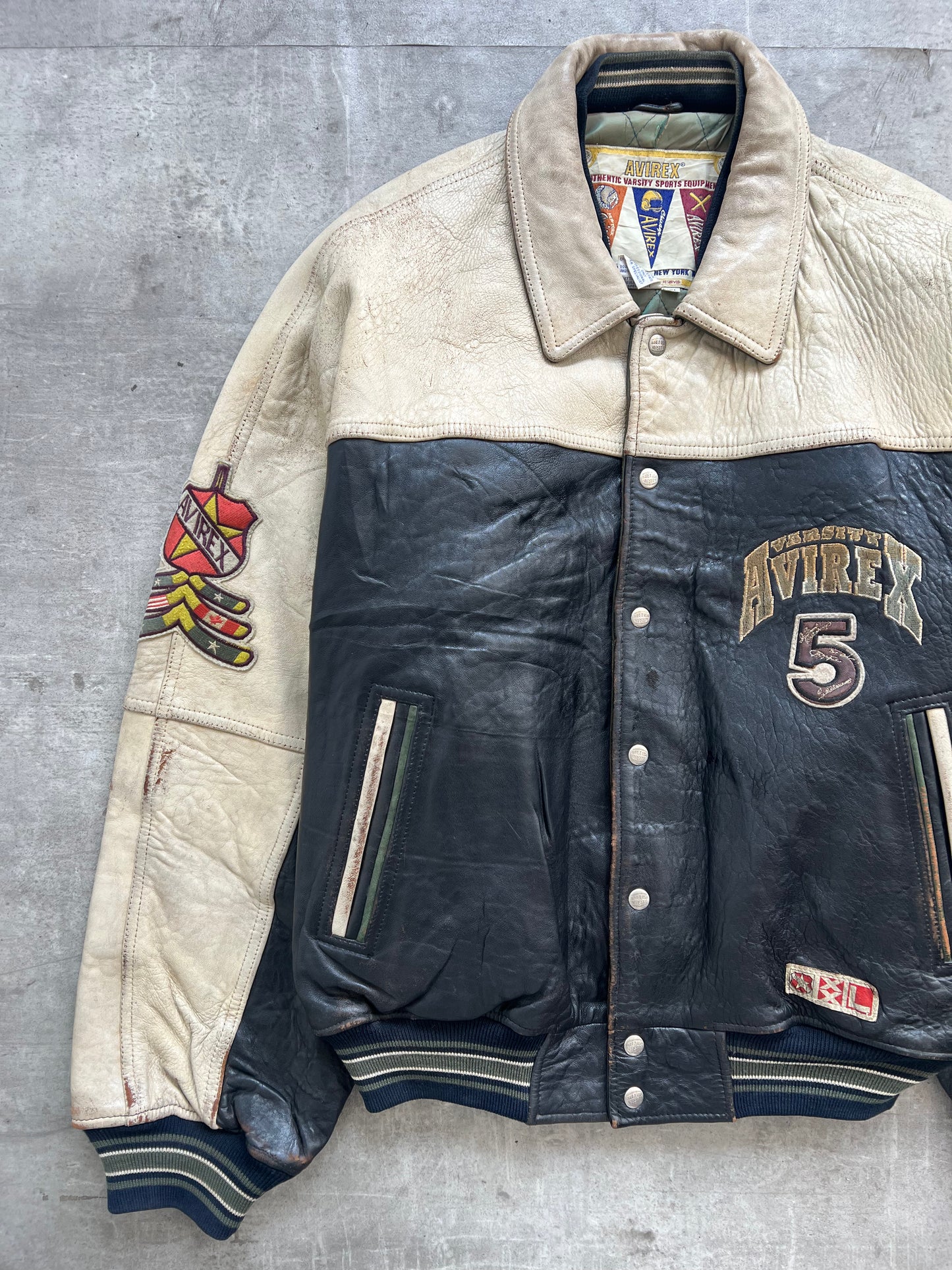 1990's Avirex Varsity Northwest Wild Bears Leather Bomber Jacket