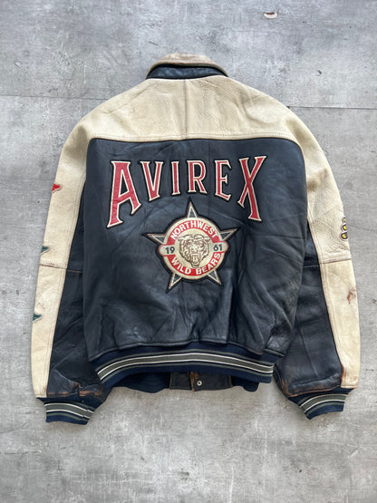 1990's Avirex Varsity Northwest Wild Bears Leather Bomber Jacket