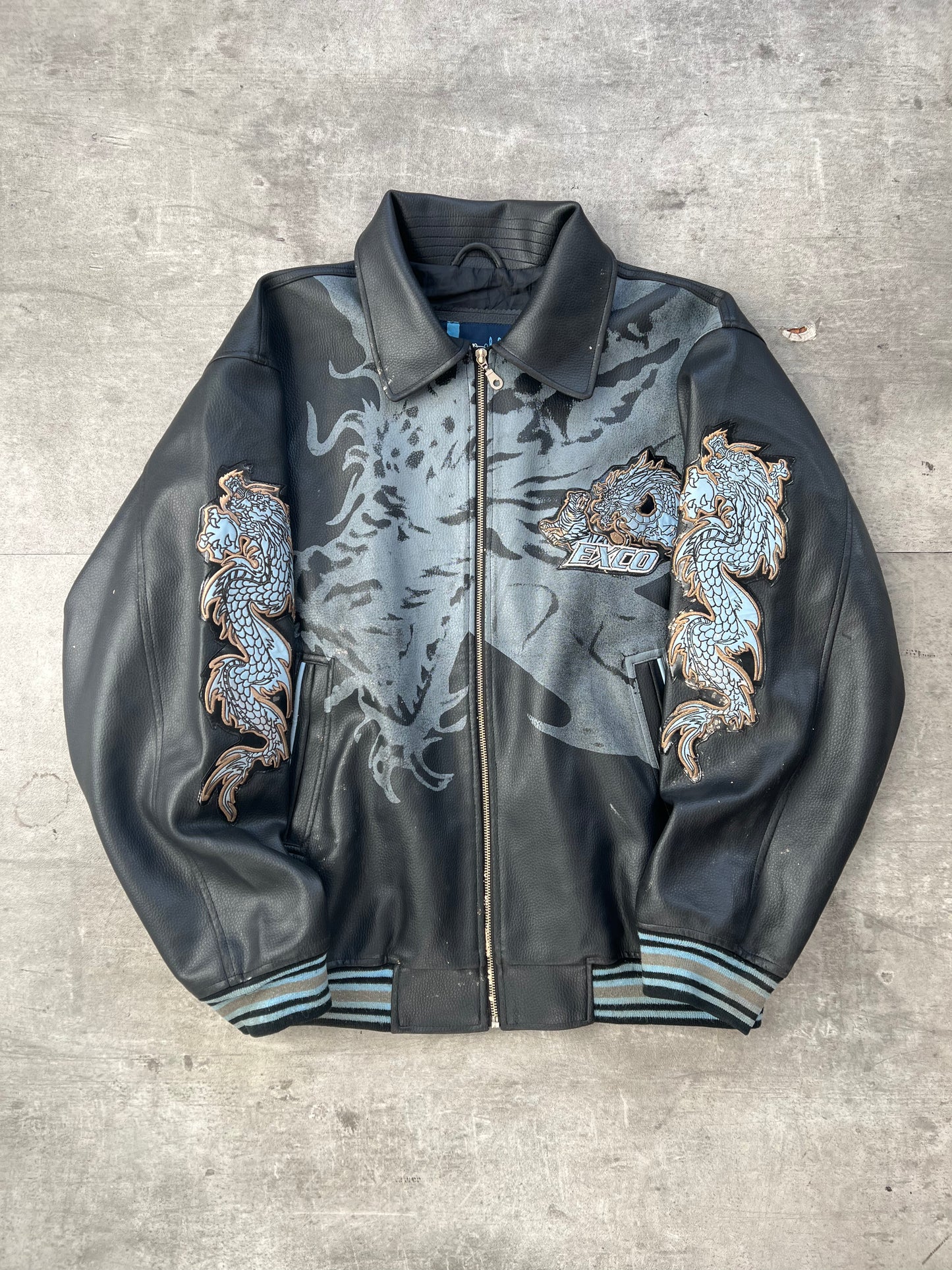 1990's Exco Faux Leather Graphic Varsity Jacket