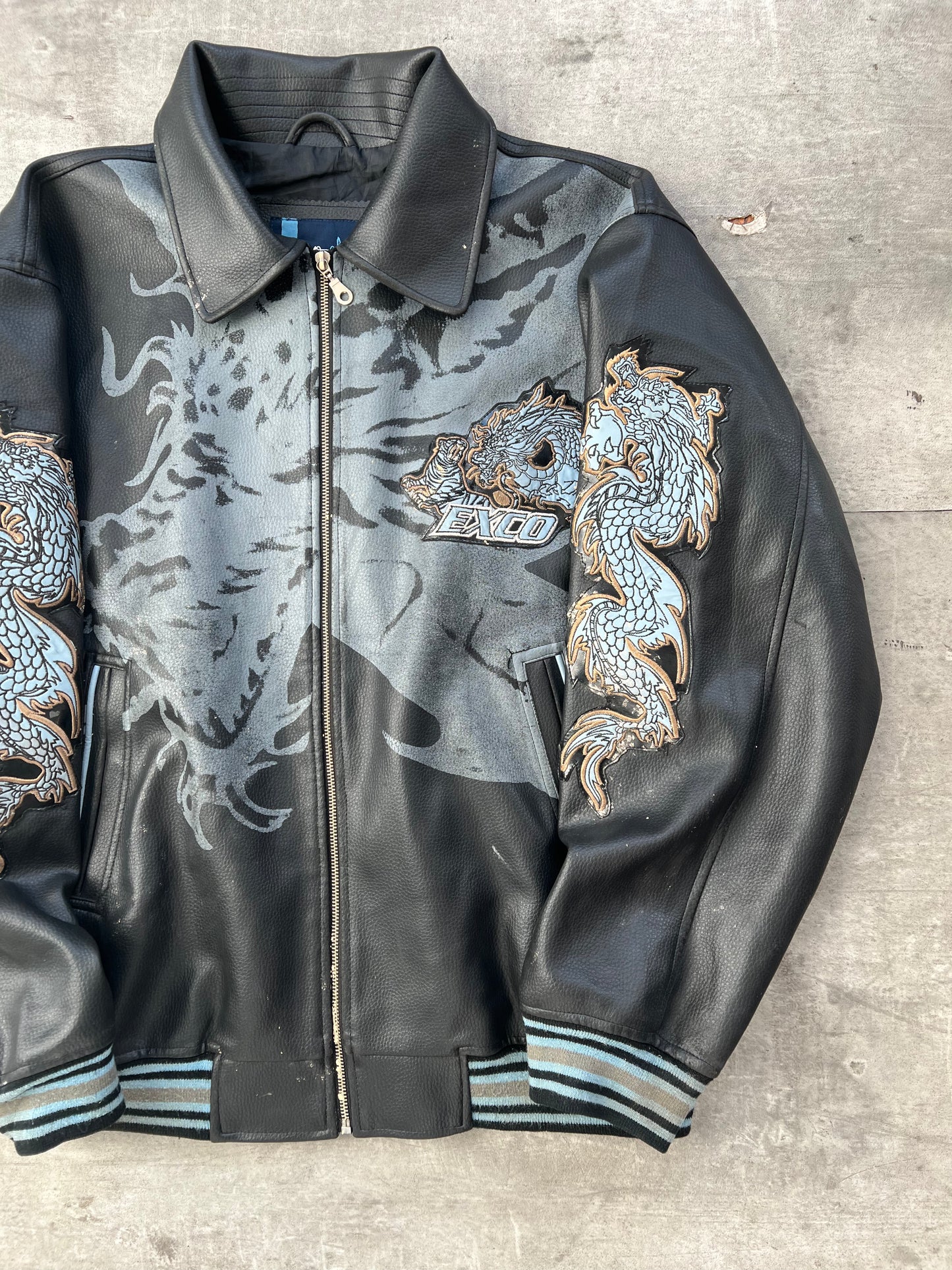 1990's Exco Faux Leather Graphic Varsity Jacket