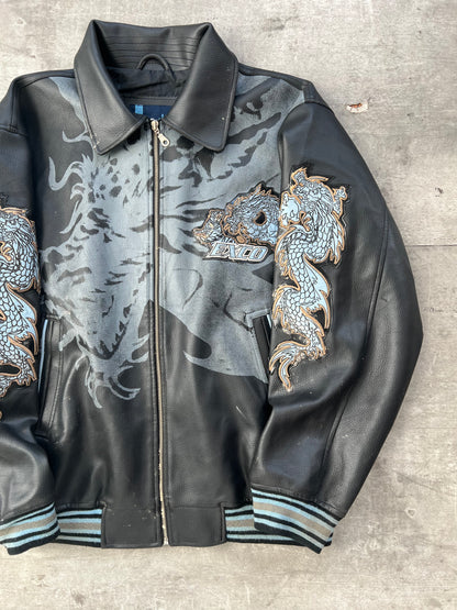 1990's Exco Faux Leather Graphic Varsity Jacket