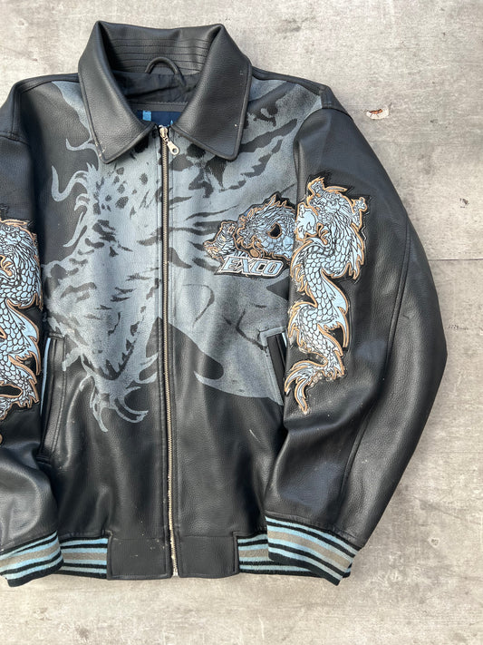 1990's Exco Faux Leather Graphic Varsity Jacket