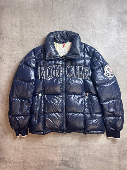Moncler Navy Spellout Puffer Jacket