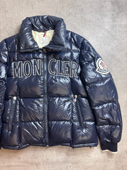 Moncler Navy Spellout Puffer Jacket