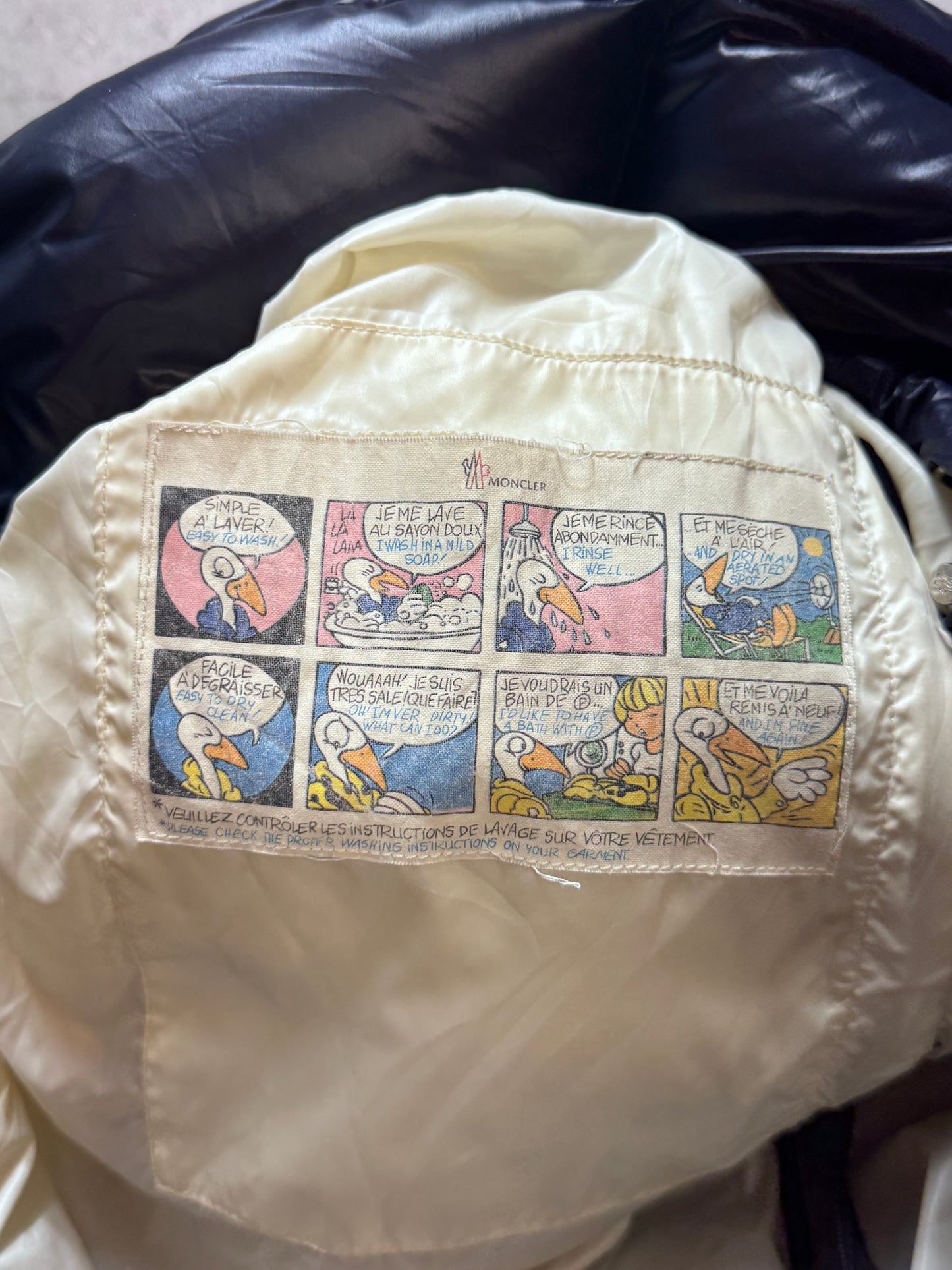 Moncler Navy Spellout Puffer Jacket