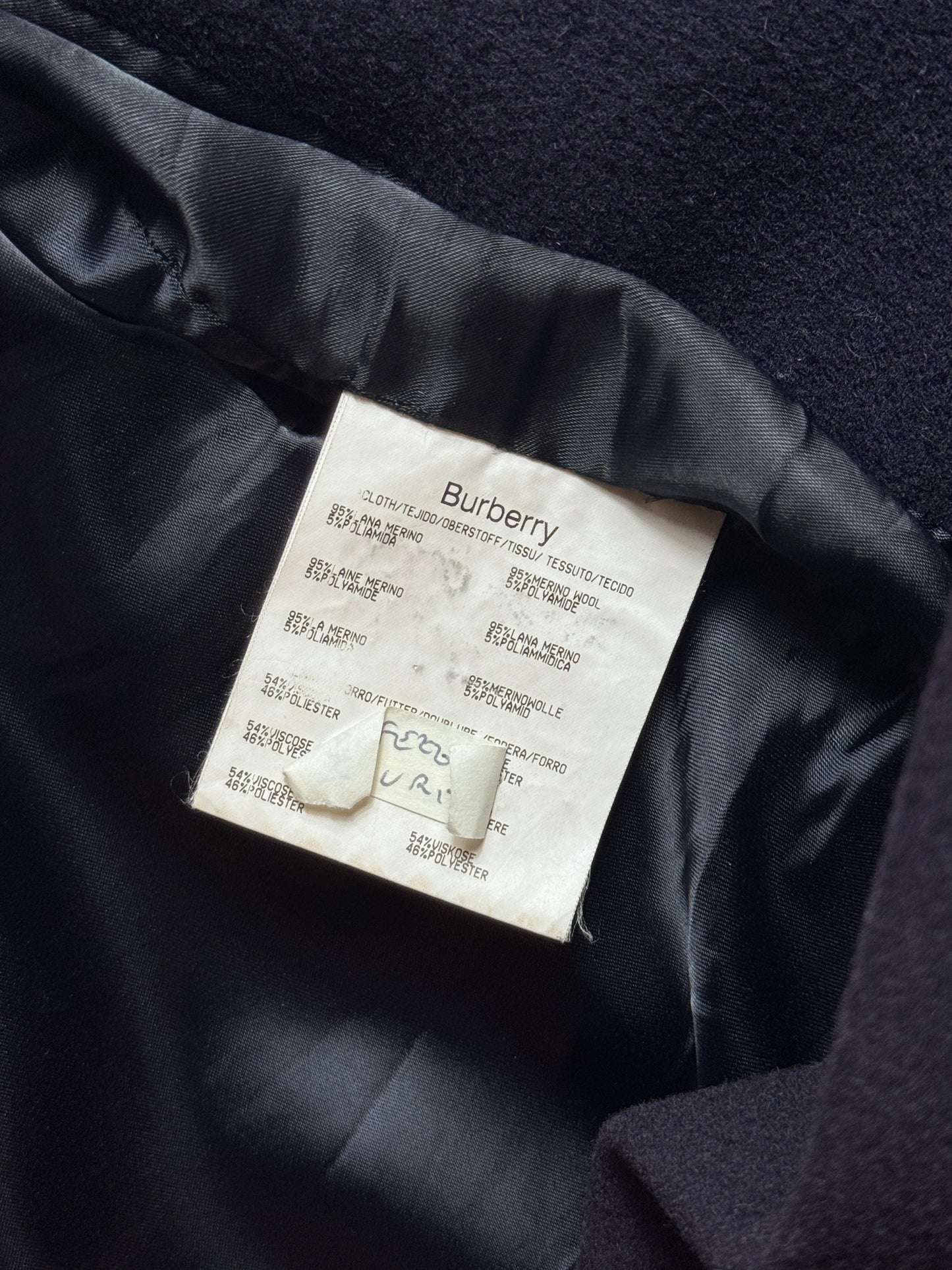 Burberry Wool Silk Lined Single Breasted Overcoat