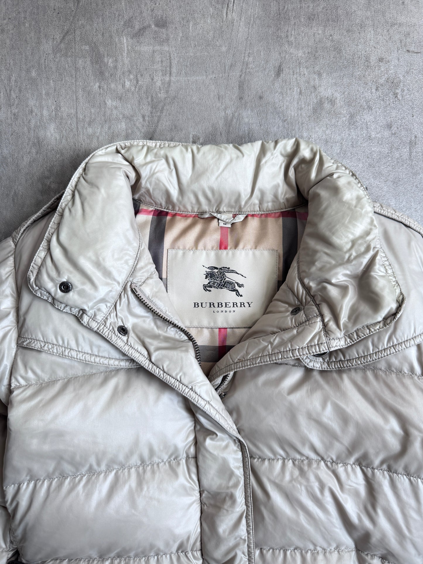 Burberry Belted Down Quilted Beige Puffer Jacket