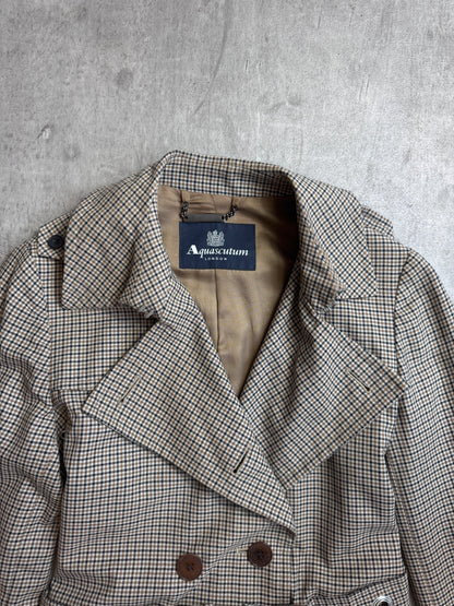 Aquasctum Club Check Double Breasted Short Trench Coat