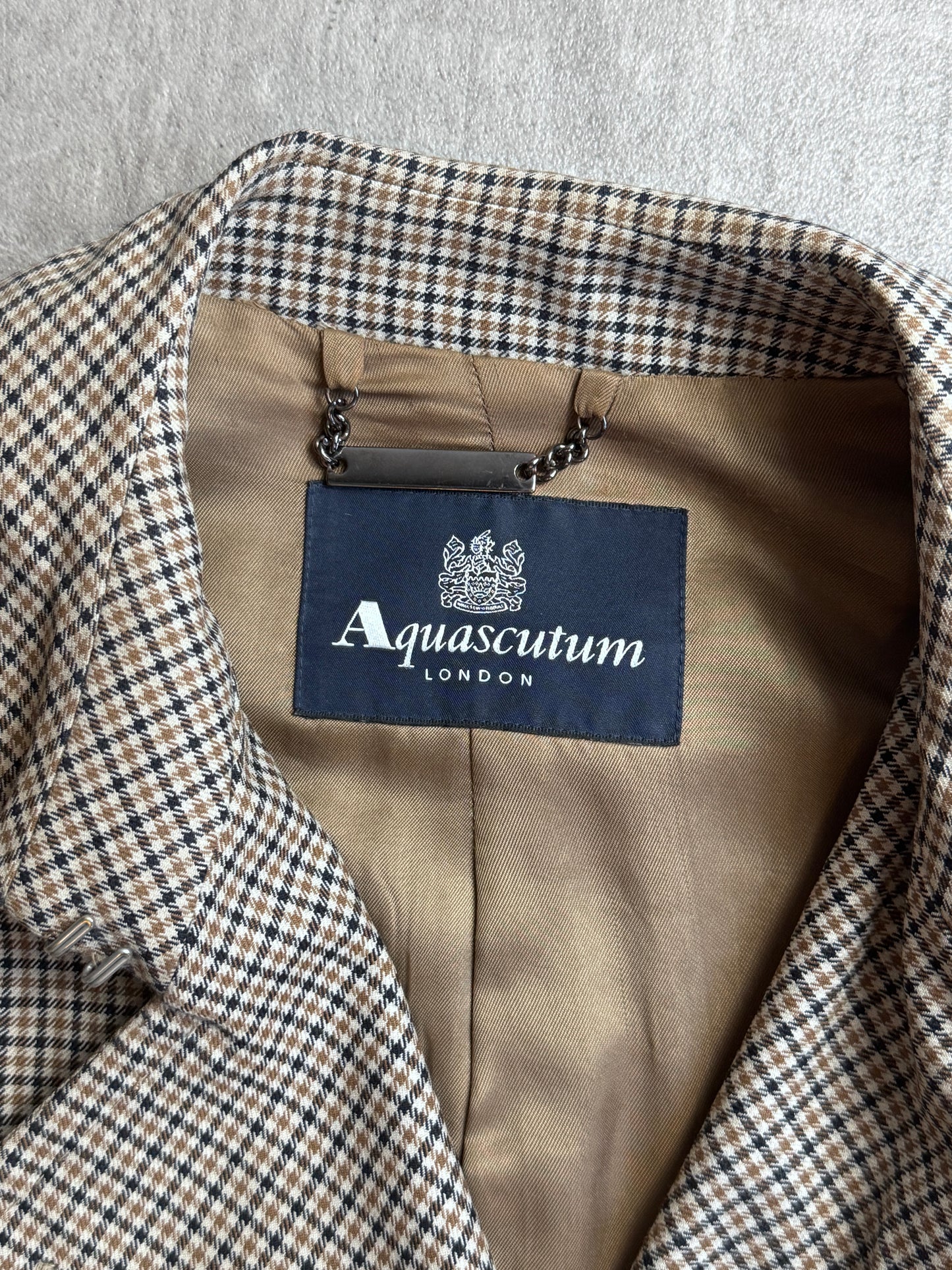 Aquasctum Club Check Double Breasted Short Trench Coat