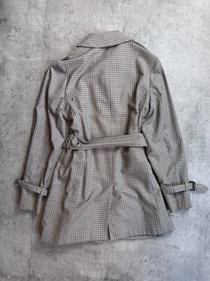 Aquasctum Club Check Double Breasted Short Trench Coat