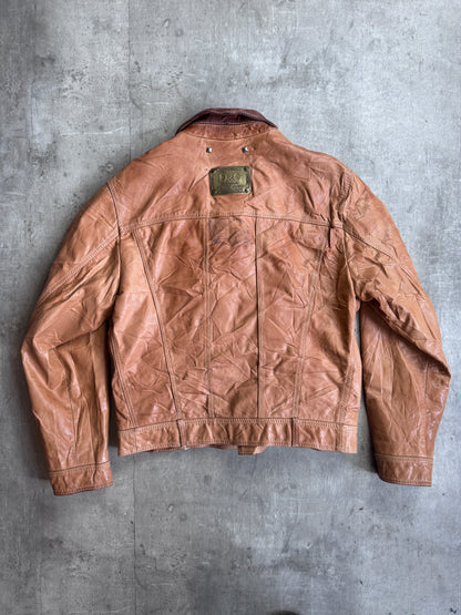 D&G Blanket Lined Distressed Leather Western Rider Jacket
