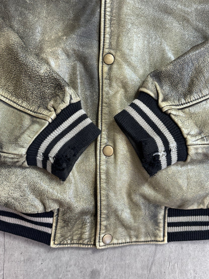 1980's Arturo Varsity Patch Distressed Leather Jacket