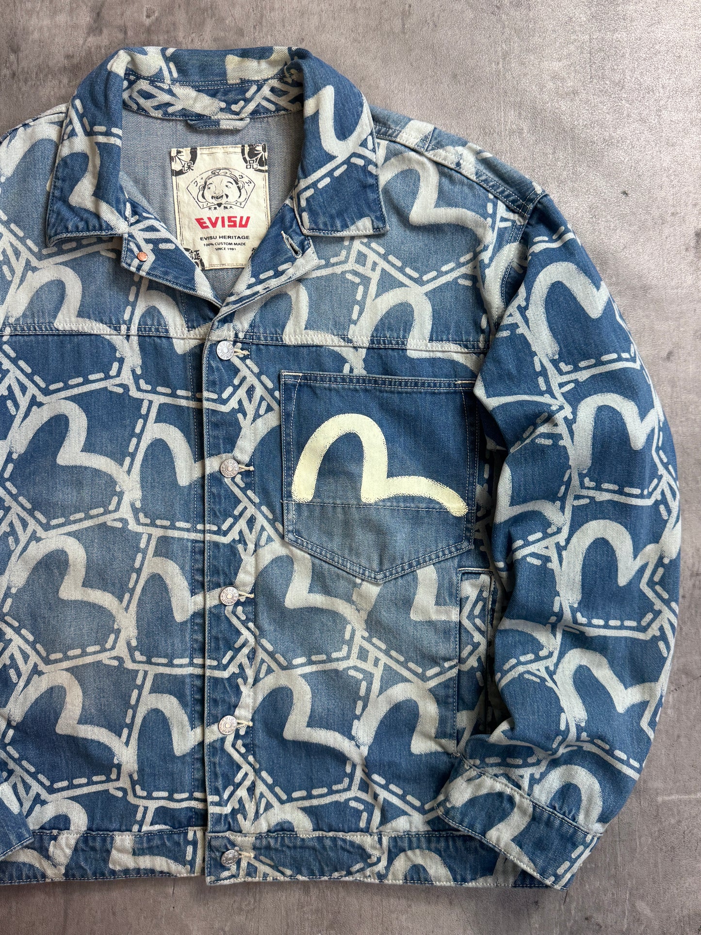 Evisu Heritage Diacock Print Denim Jacket