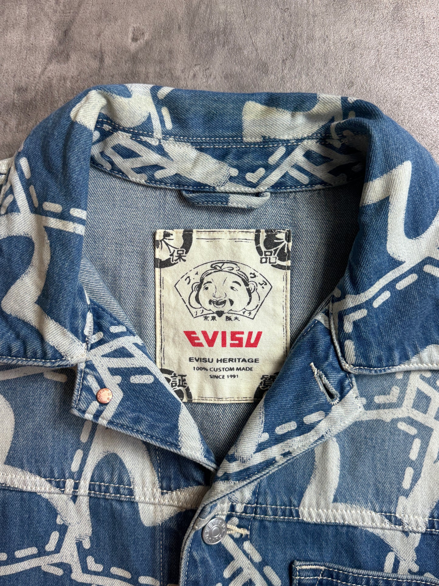 Evisu Heritage Diacock Print Denim Jacket