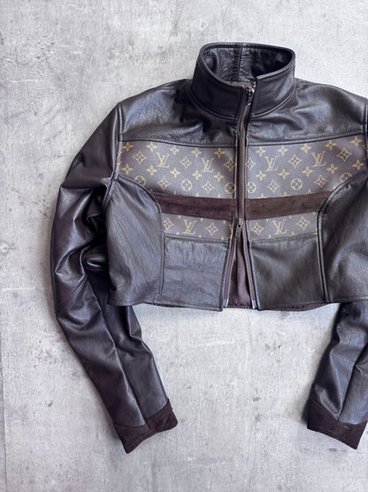 VT Rework: Louis Vuitton Monogram Brown Cropped Leather Jacket
