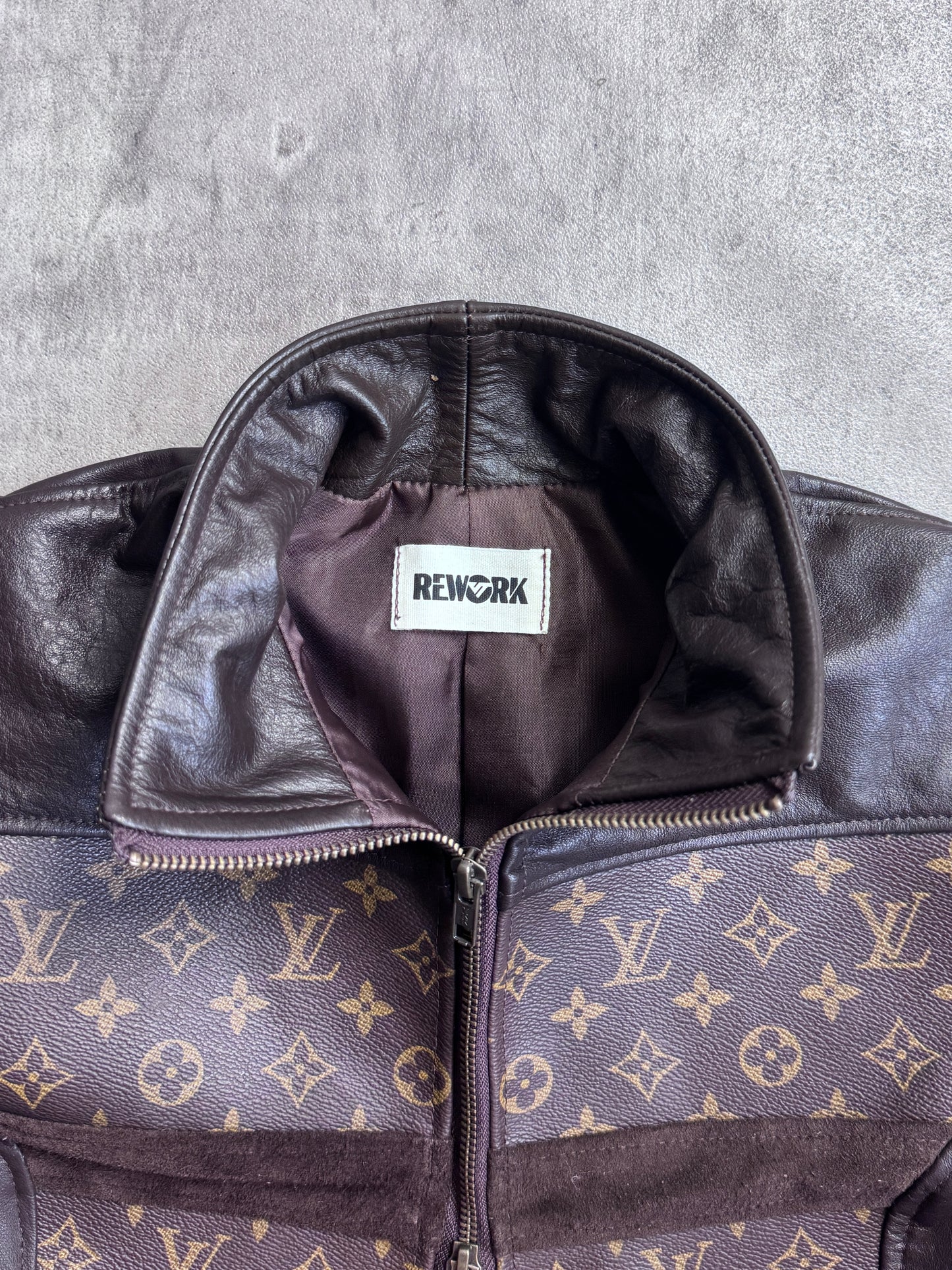 VT Rework: Louis Vuitton Monogram Brown Cropped Leather Jacket