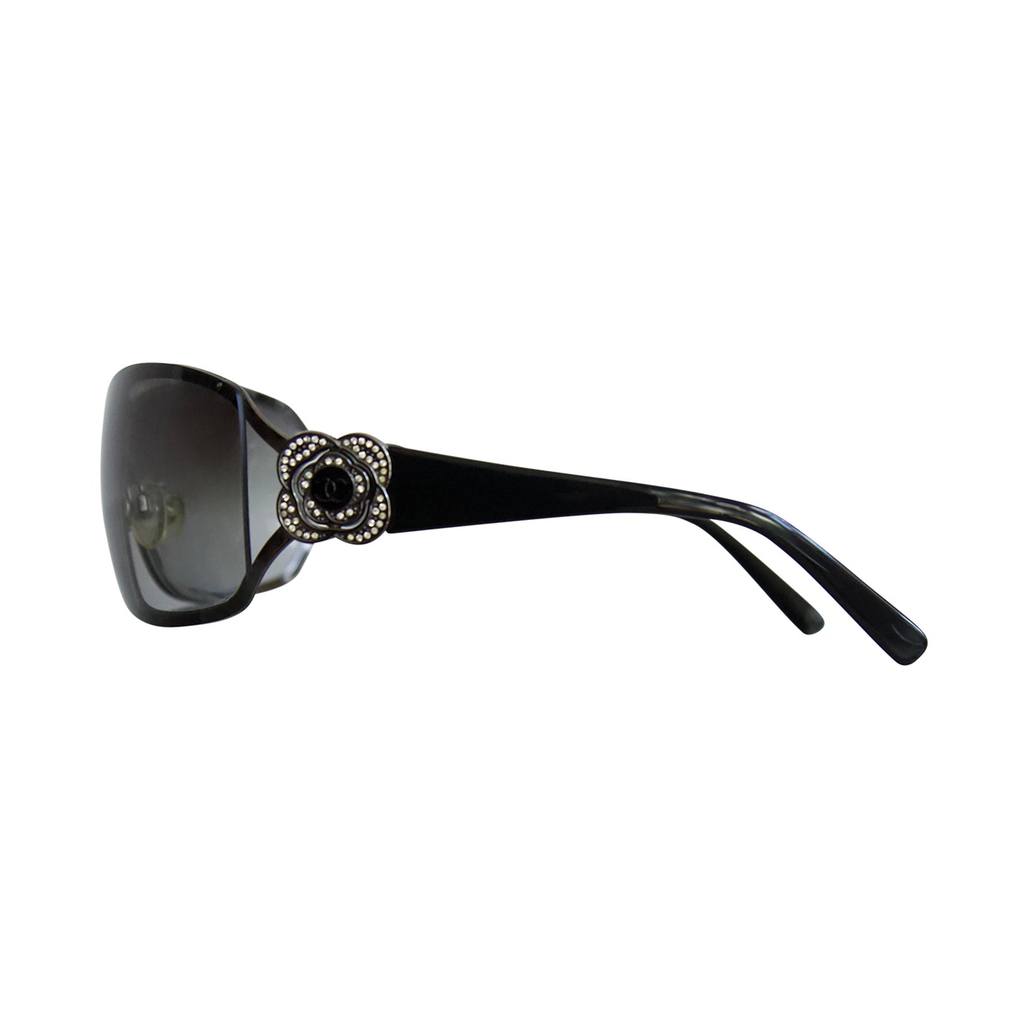 Chanel 4164-B Crystal Embellished Camellia Gradiant Shield Sunglasses