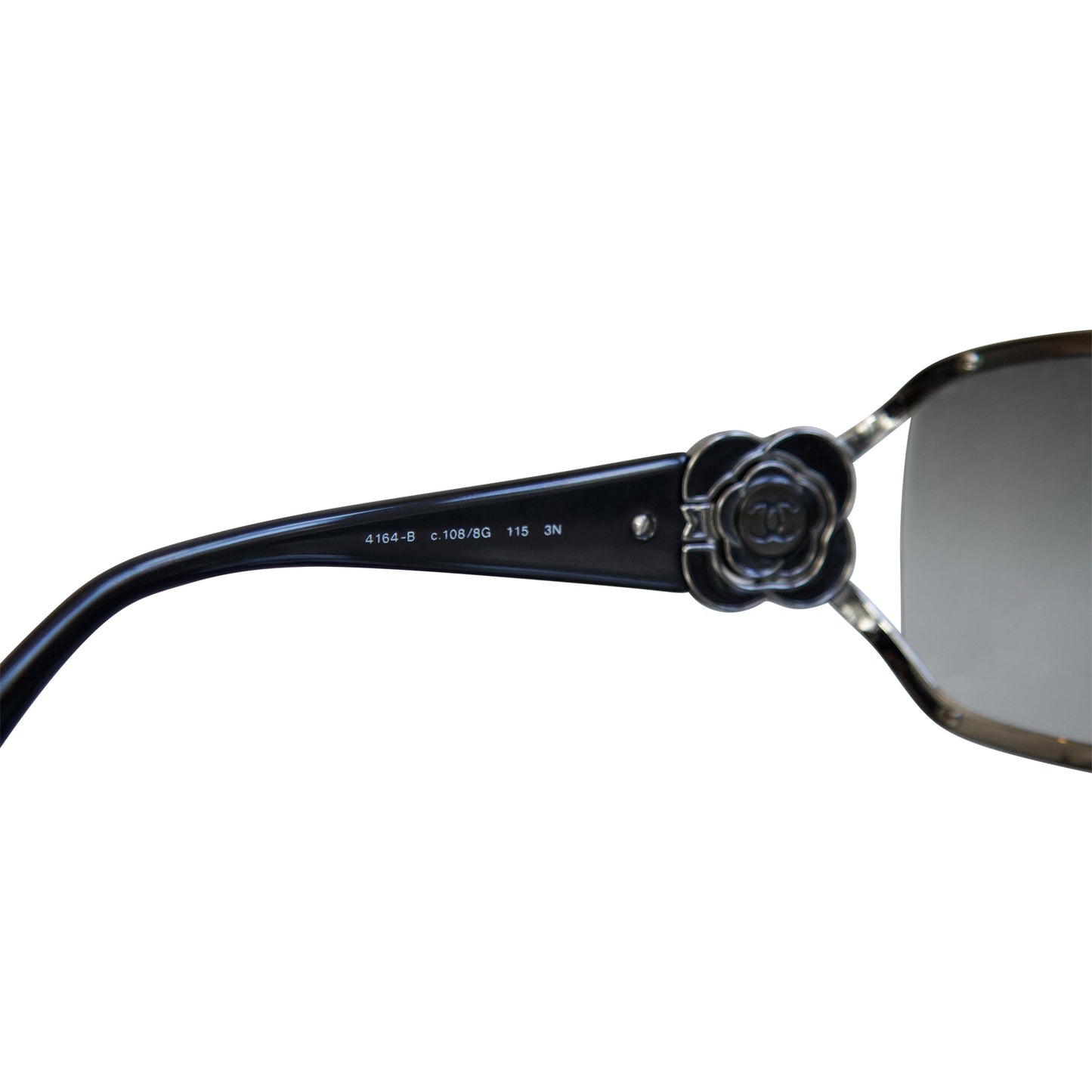 Chanel 4164-B Crystal Embellished Camellia Gradiant Shield Sunglasses