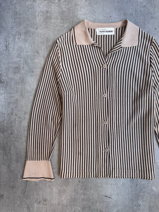 1970's Pierre Balmain Stiped Button Down Cardigan