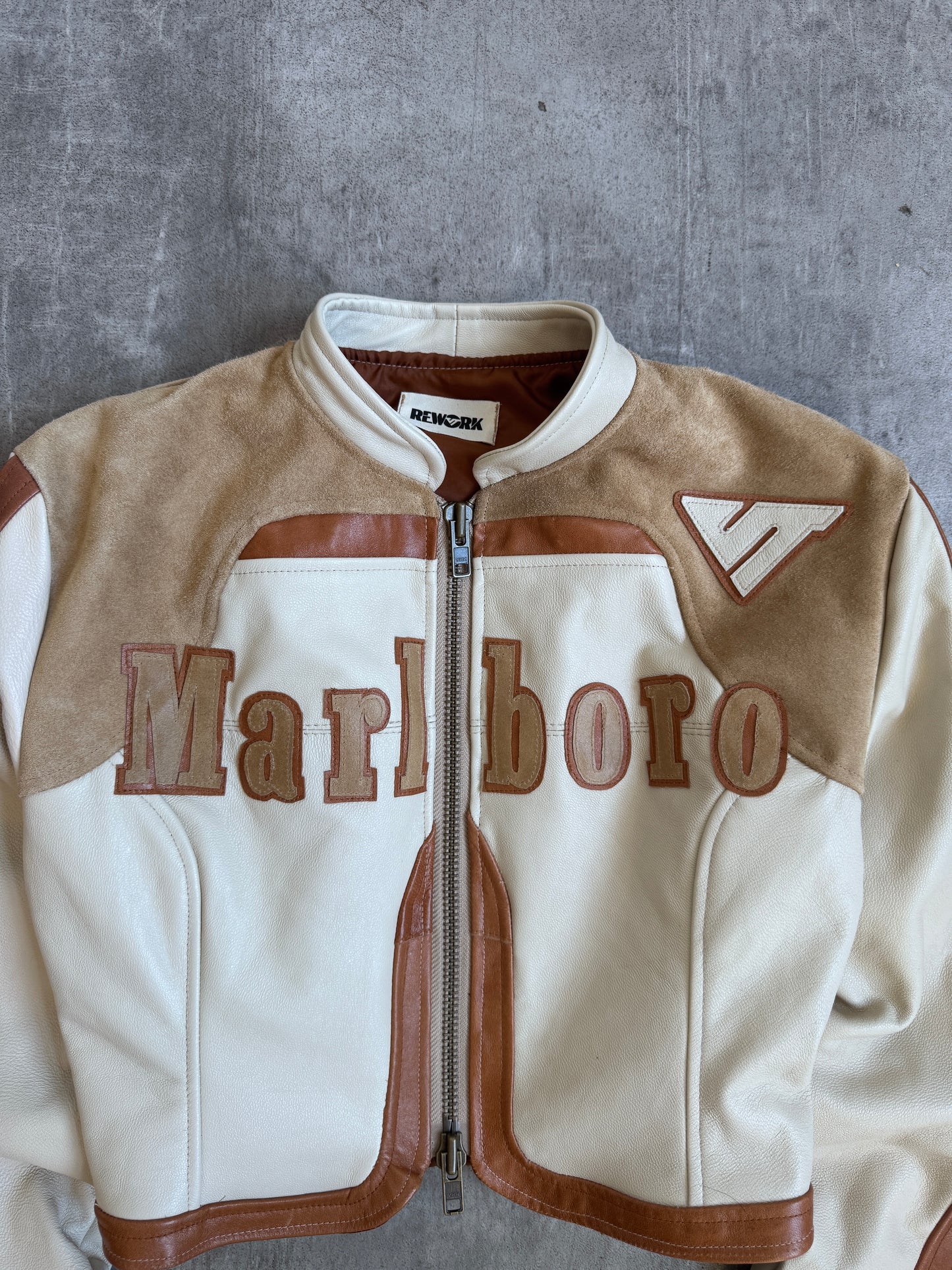 VT Rework: Marlboro Suede Leather Cropper Racer Jacket