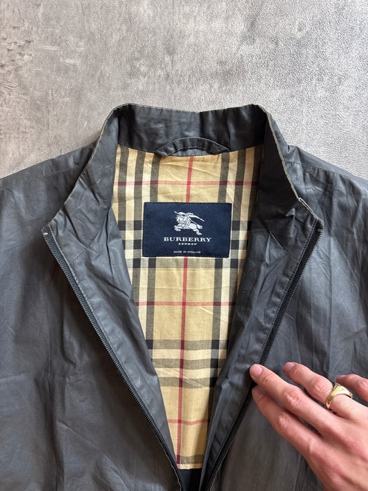Burberry Nova Check Lined Waxed Cotton Moto Jacket