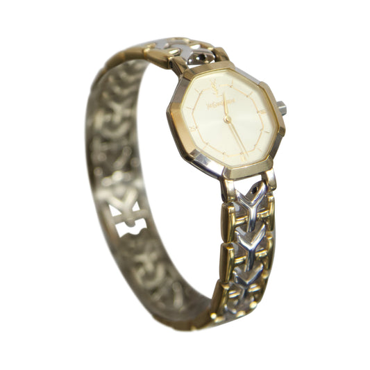 YSL Octagon Model 860070 Gold Steel Watch