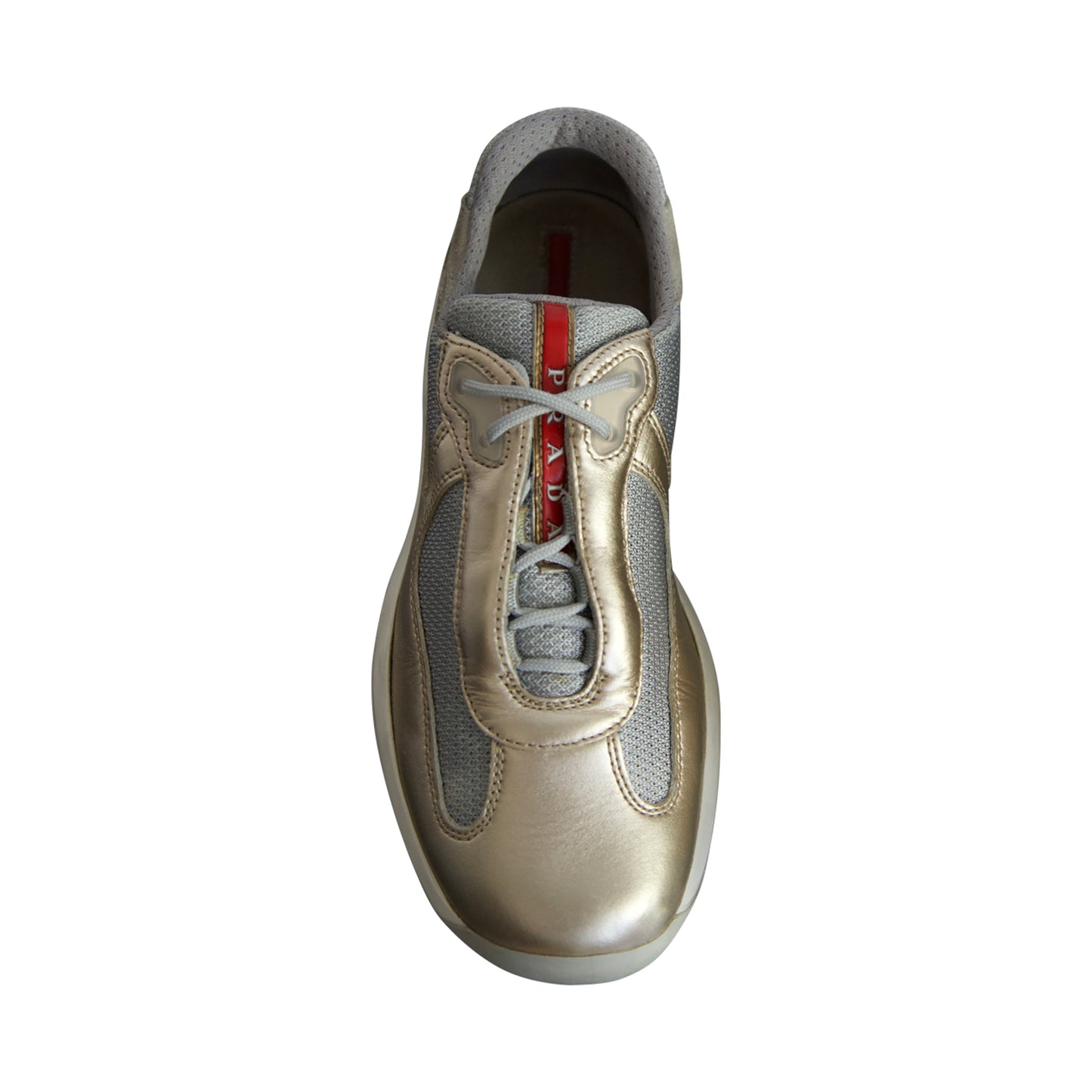 Prada Cups Gold Leather Trainers
