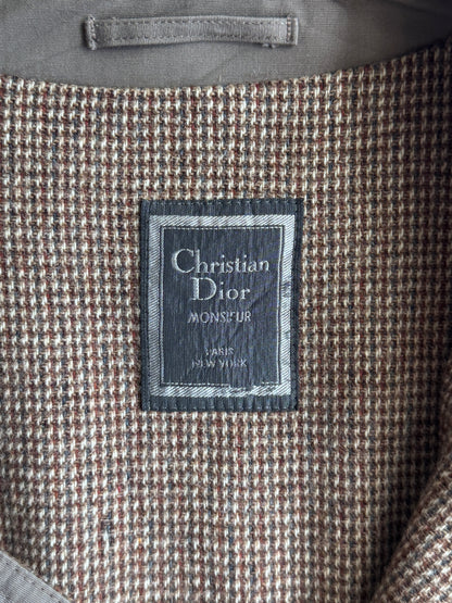1970's Christian Dior Wool Lined Grey Double Breatsed Trench Coat