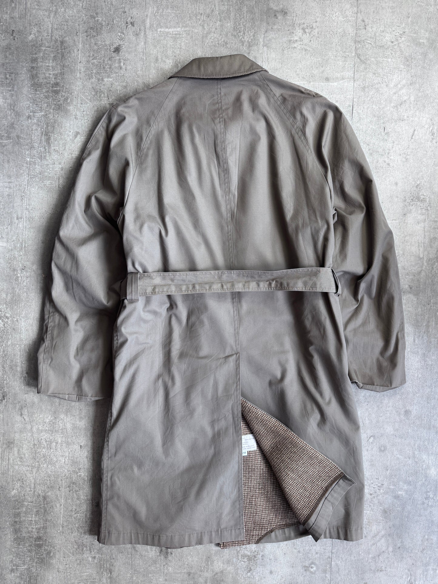1970's Christian Dior Wool Lined Grey Double Breatsed Trench Coat