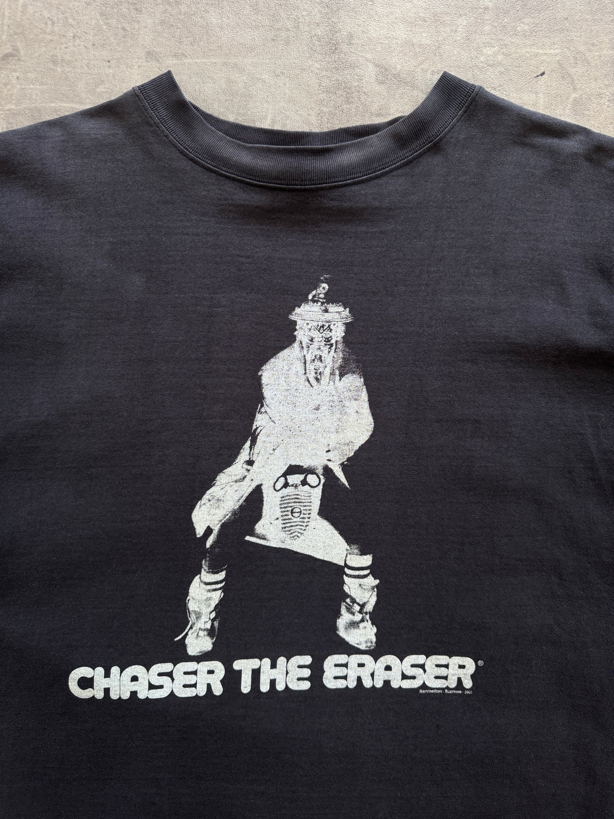 2003 Supreme 'Chaser The Eraser' Faded Black Graphic Tee