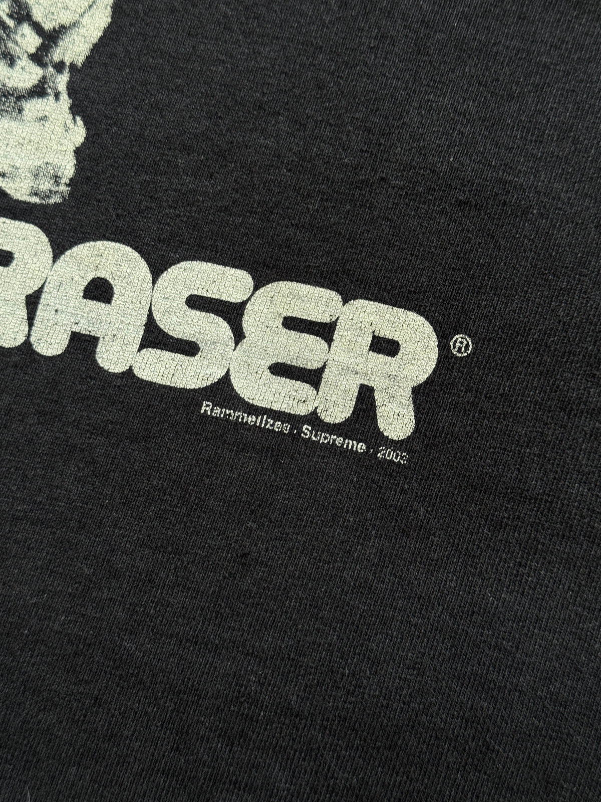 2003 Supreme 'Chaser The Eraser' Faded Black Graphic Tee