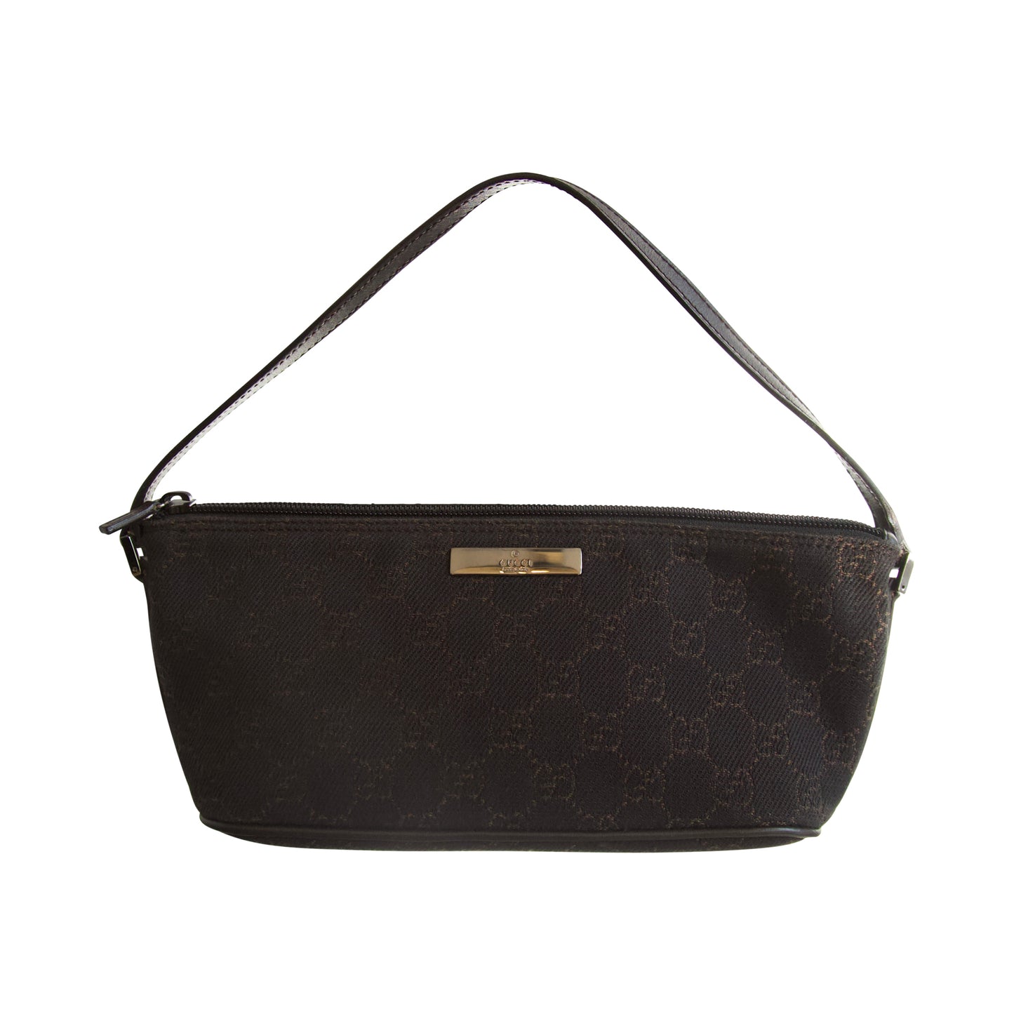 Gucci Black Monogram Canvas Baguette Bag