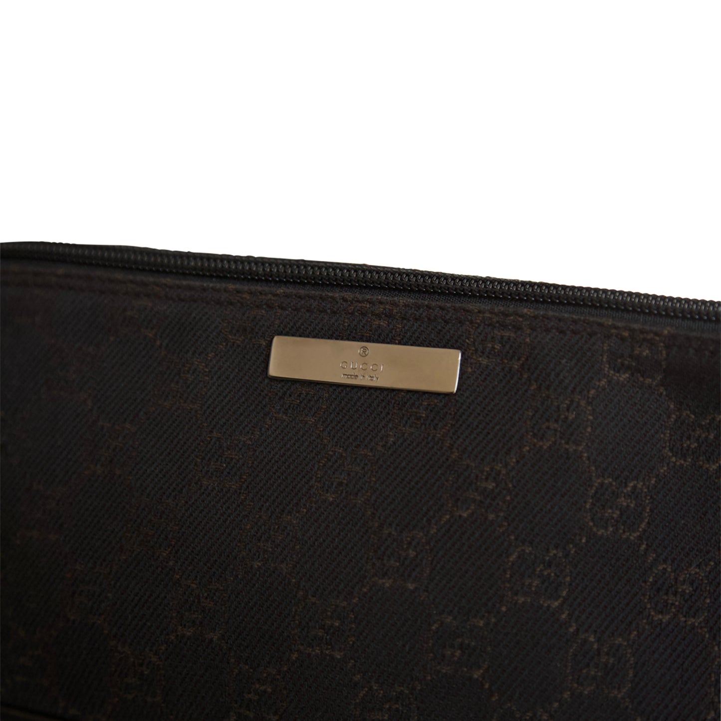 Gucci Black Monogram Canvas Baguette Bag